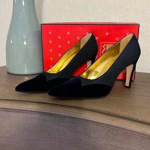 Navy velvet and taffeta dress heels size 10